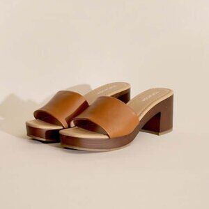 Women's Brown LAUREN-1 Slides Mules Heels Sandals
